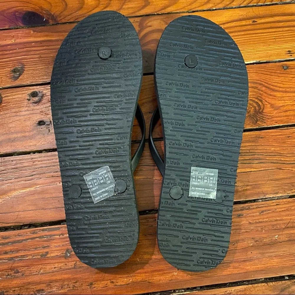 Calvin Klein Sham Tie Dyed Flip Flops Black Size 10 NWT